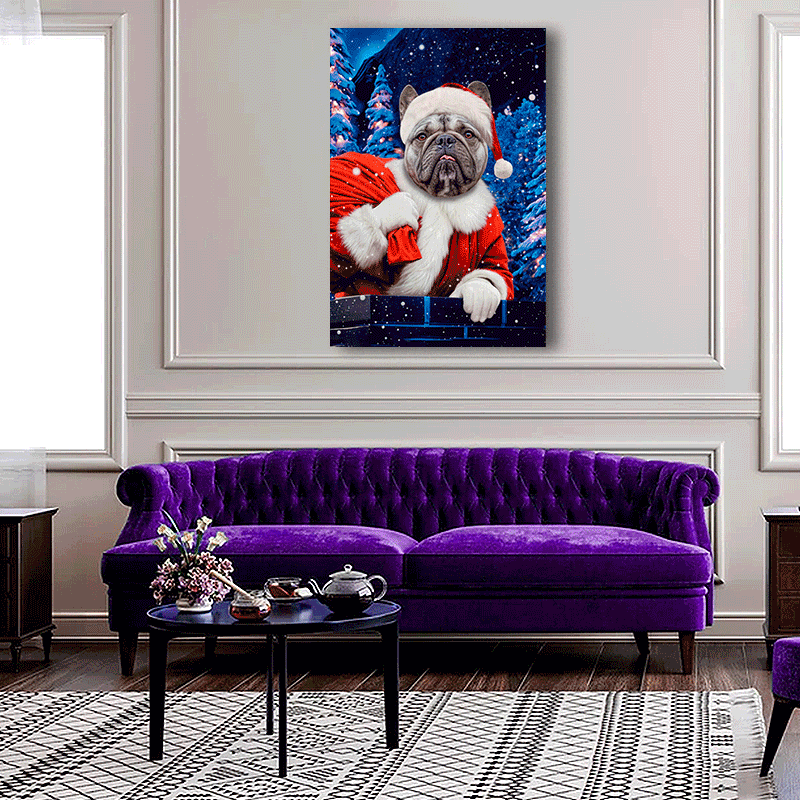 Santa’s Helper Pet Portrait – Festive Holiday Pet Art